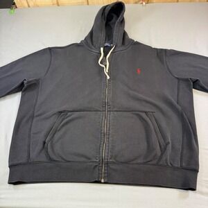 Polo Ralph Lauren Full Zip Hoodie Sweatshirt Men's 3XLT Gray Red Pony Logo